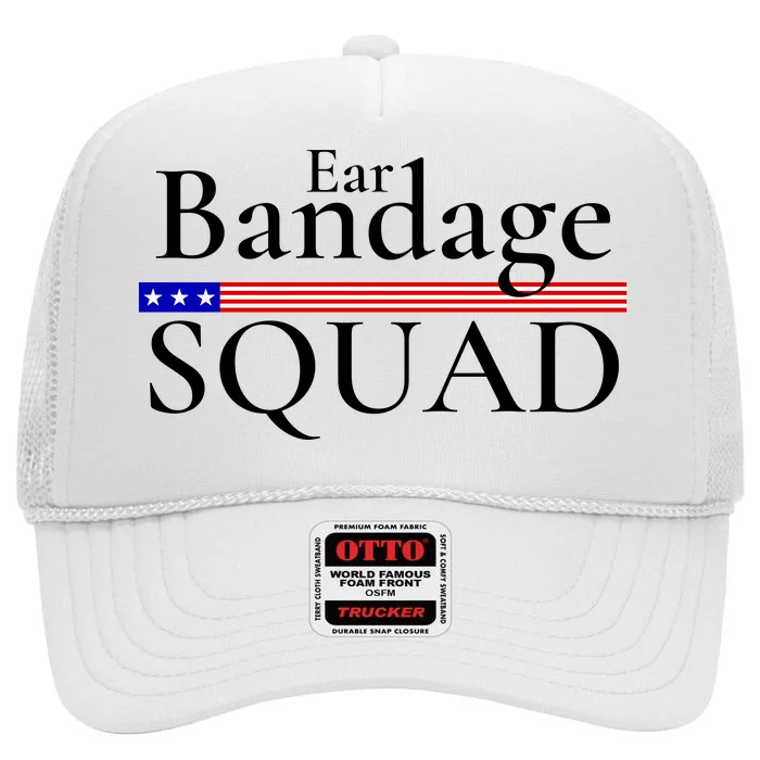 Ear Bandage Squad Patriotic Usa American High Crown Mesh Trucker Hat