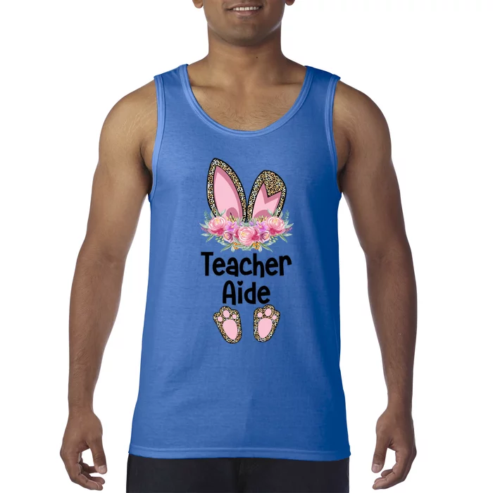 Easter Bunny School Teacher Leopard Teacher Aide Easter Gift Tank Top