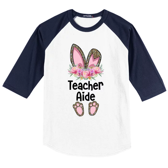 Easter Bunny School Teacher Leopard Teacher Aide Easter Gift Baseball Sleeve Shirt