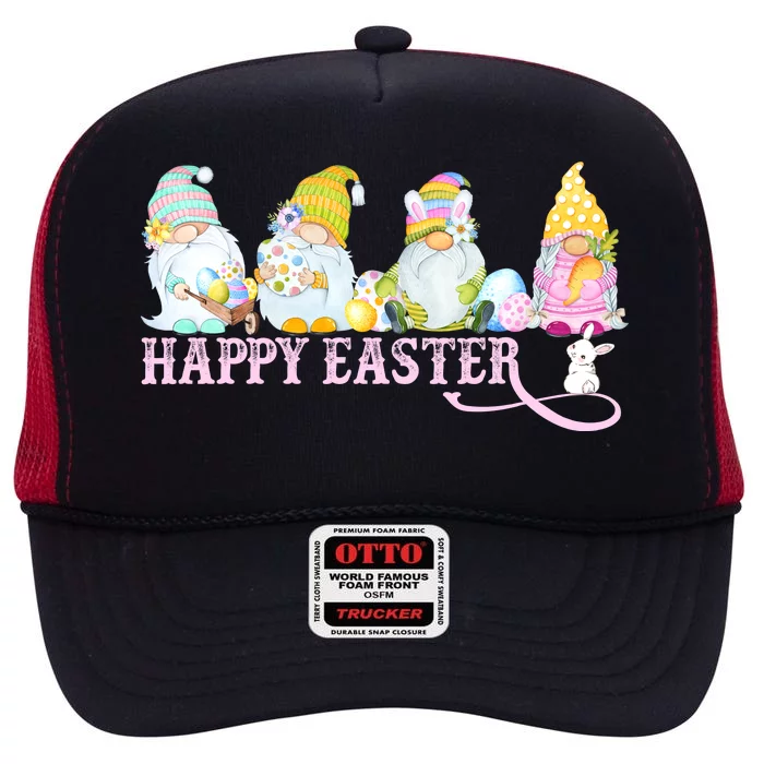 Easter Bunny Spring Gnome Easter Egg Hunting And Basket High Crown Mesh Trucker Hat