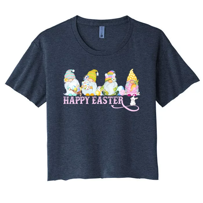 Easter Bunny Spring Gnome Easter Egg Hunting And Basket Women's Crop Top Tee