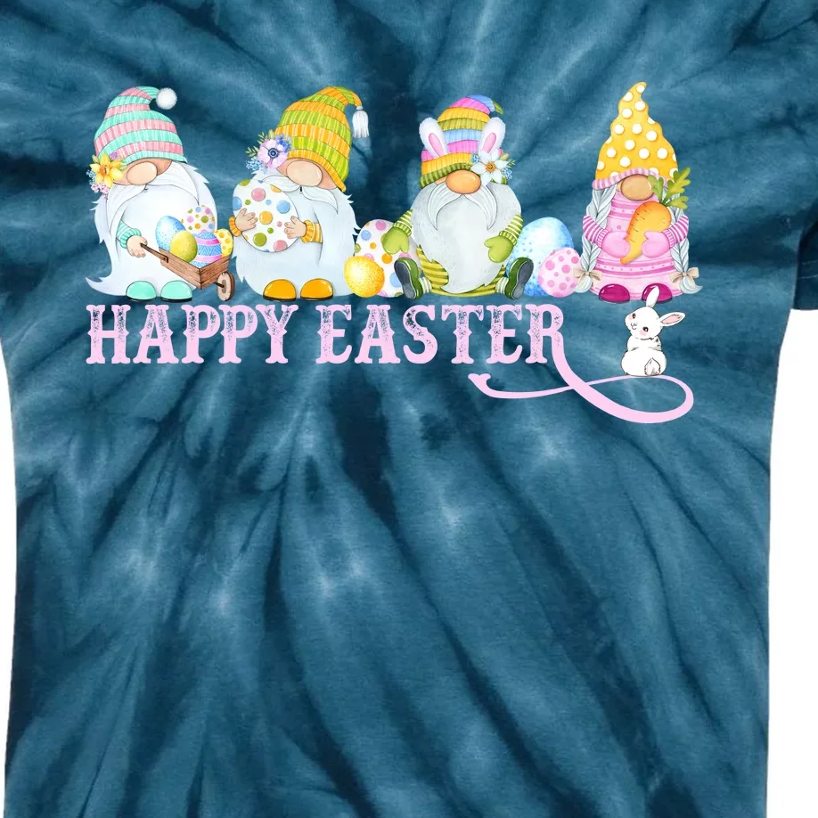 Easter Bunny Spring Gnome Easter Egg Hunting And Basket Kids Tie-Dye T-Shirt