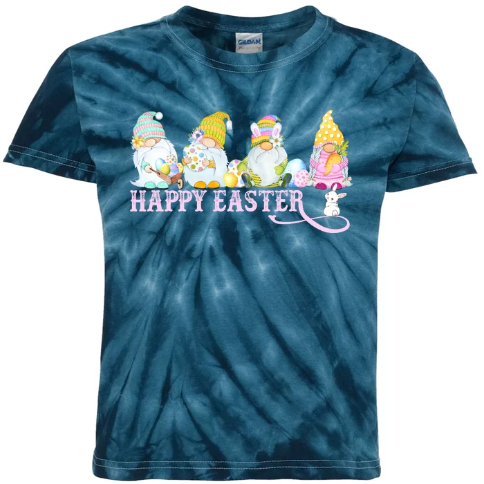 Easter Bunny Spring Gnome Easter Egg Hunting And Basket Kids Tie-Dye T-Shirt