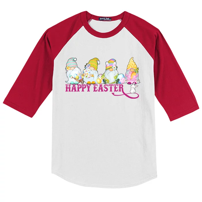 Easter Bunny Spring Gnome Easter Egg Hunting And Basket Kids Colorblock Raglan Jersey