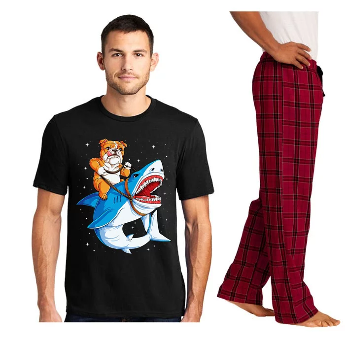 English Bulldog Shark Space Galaxy Jawsome Gift Pajama Set