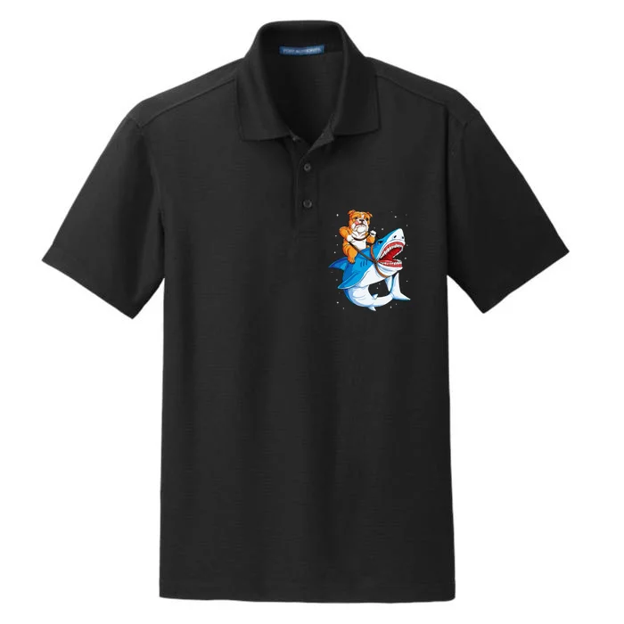 English Bulldog Shark Space Galaxy Jawsome Gift Dry Zone Grid Performance Polo