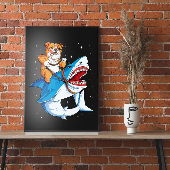 English Bulldog Shark Space Galaxy Jawsome Gift Poster