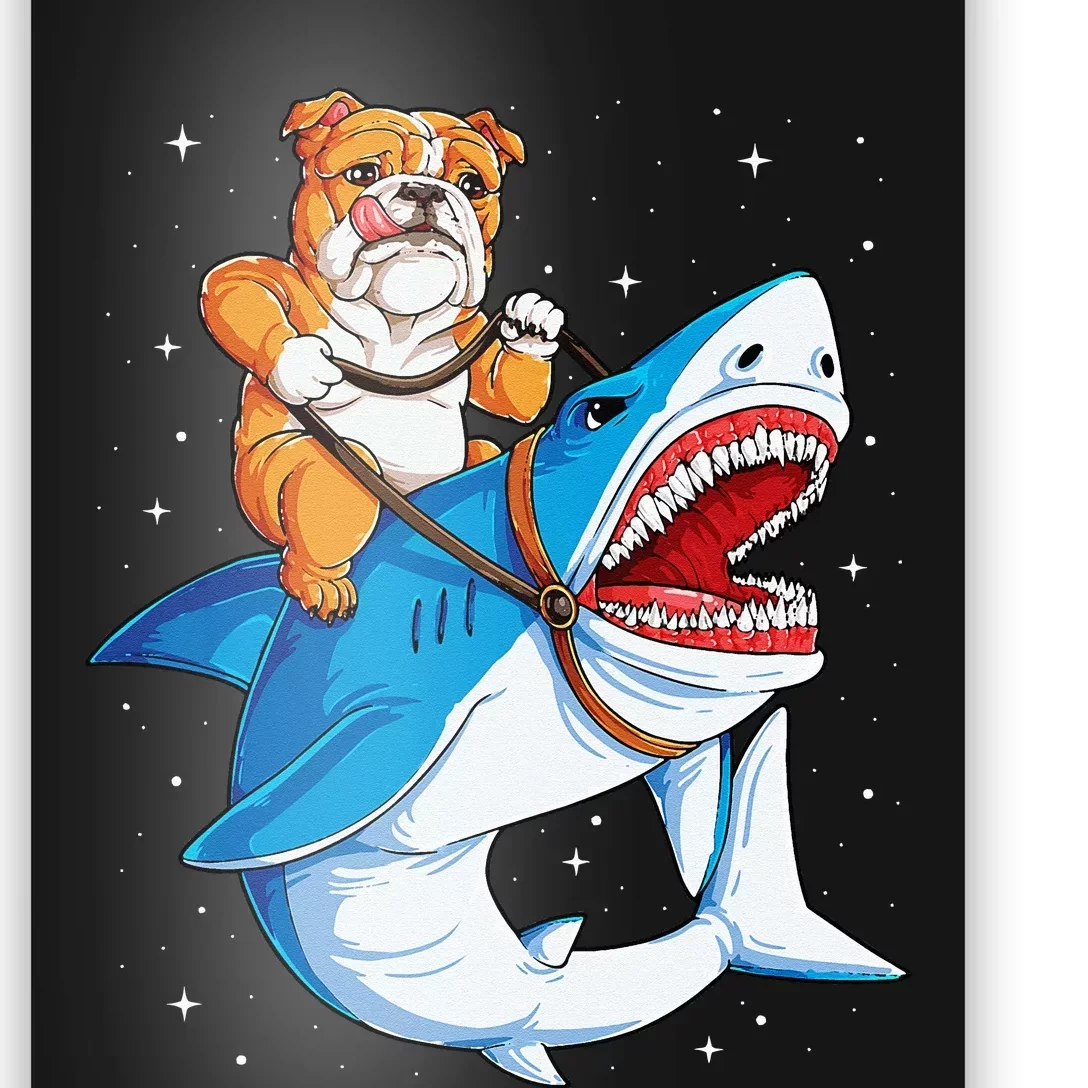 English Bulldog Shark Space Galaxy Jawsome Gift Poster