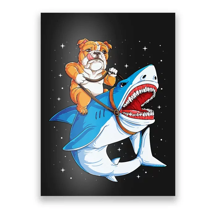 English Bulldog Shark Space Galaxy Jawsome Gift Poster