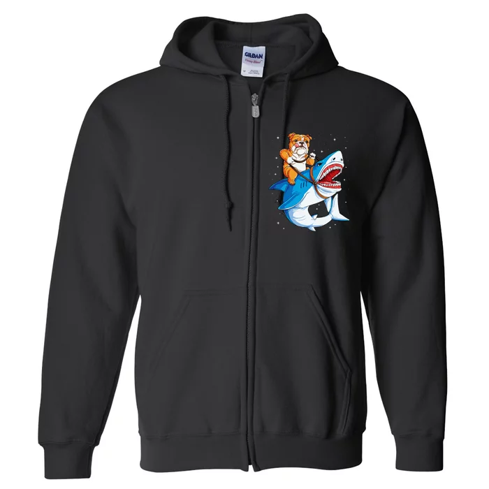 English Bulldog Shark Space Galaxy Jawsome Gift Full Zip Hoodie