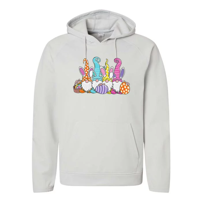 Easter Bunny Spring Gnome Easter Egg Hunting And Basket Performance Fleece Hoodie