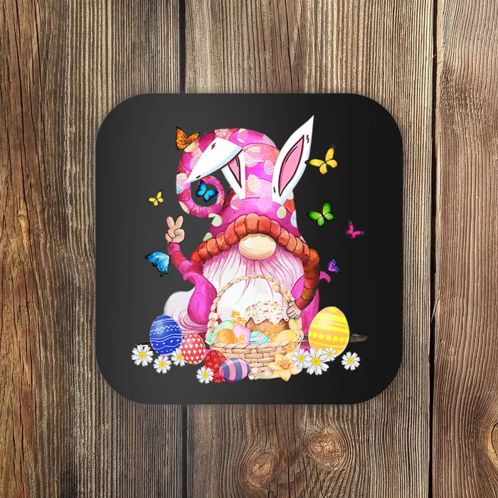 Easter Bunny Spring Gnome Easter Egg Hunting And Basket Gift Coaster