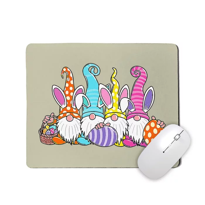 Easter Bunny Spring Gnome Easter Egg Hunting And Basket Mousepad