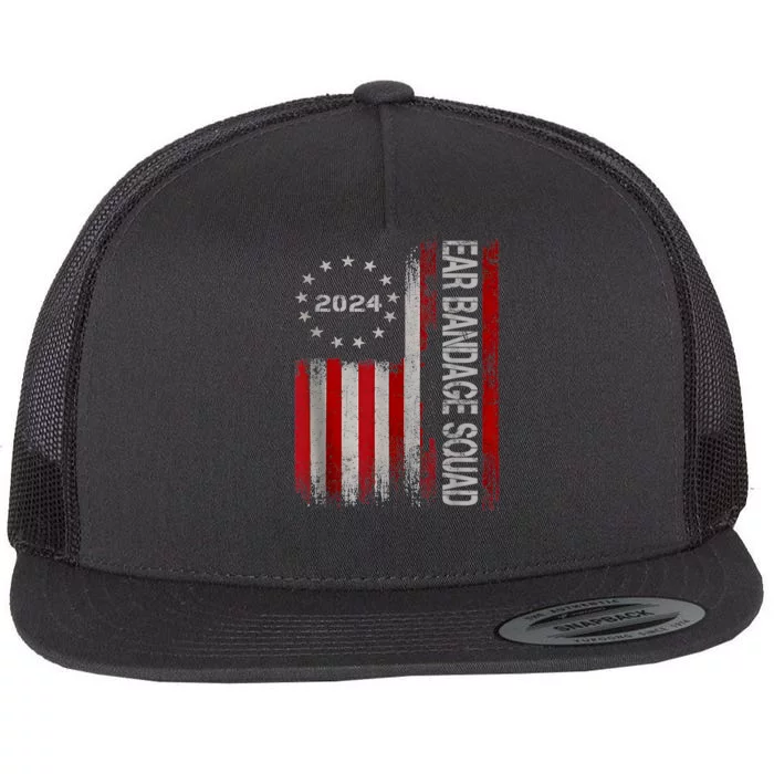 Ear Bandage Squad Patriotic Usa American Flat Bill Trucker Hat