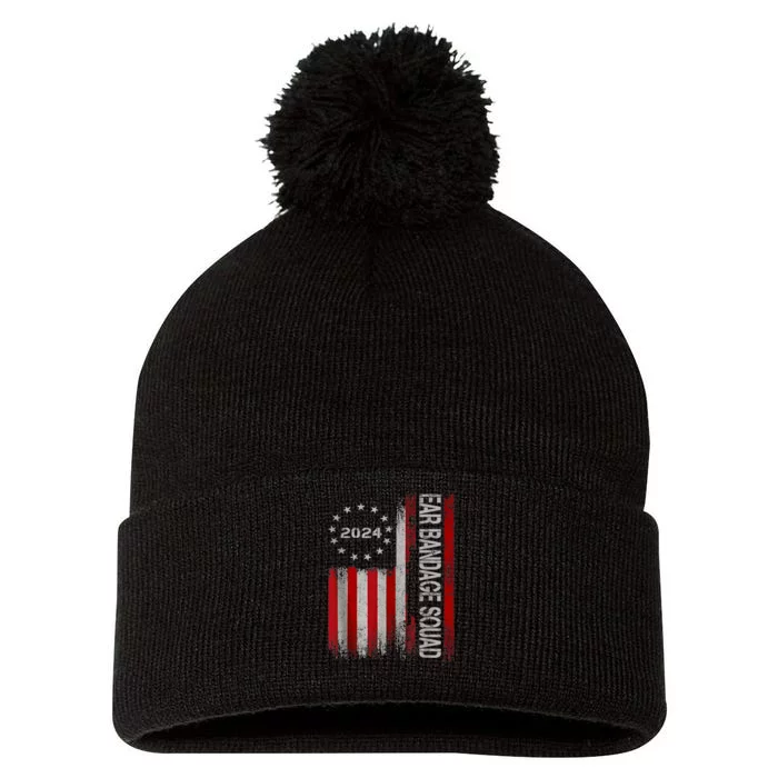 Ear Bandage Squad Patriotic Usa American Pom Pom 12in Knit Beanie