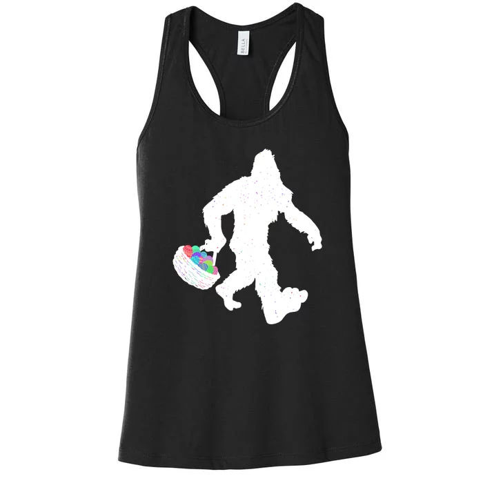 Easter Bigfoot Sasquatch Funny Easter Eggs Basket Women's Racerback Tank