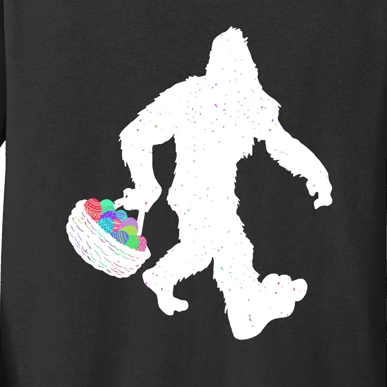 Easter Bigfoot Sasquatch Funny Easter Eggs Basket Kids Long Sleeve Shirt