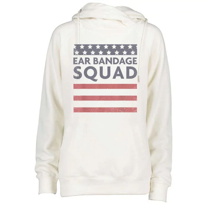 Ear Bandage Squad Patriotic Usa American Womens Funnel Neck Pullover Hood