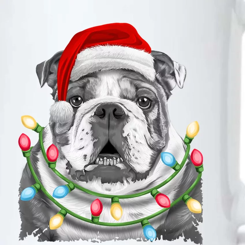 English Bulldog Santa Christmas Tree Lights Xmas Dog Funny Gift Black Color Changing Mug