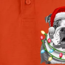 English Bulldog Santa Christmas Tree Lights Xmas Boys Dog Gift Dry Zone Grid Performance Polo