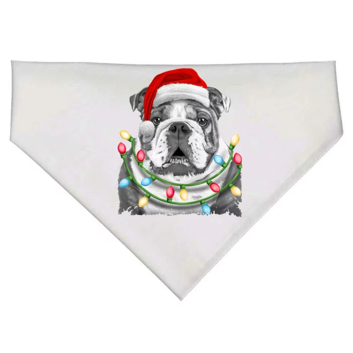 English Bulldog Santa Christmas Tree Lights Xmas Boys Dog Gift USA-Made Doggie Bandana