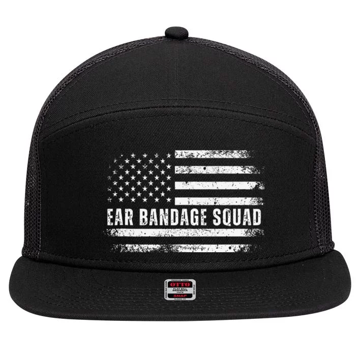 Ear Bandage Squad Patriotic Usa American Flag 7 Panel Mesh Trucker Snapback Hat