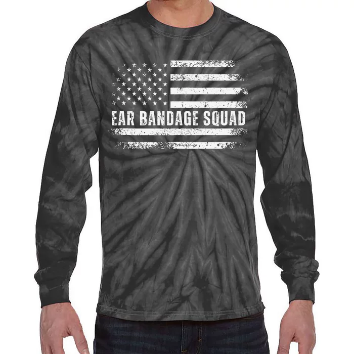 Ear Bandage Squad Patriotic Usa American Flag Tie-Dye Long Sleeve Shirt