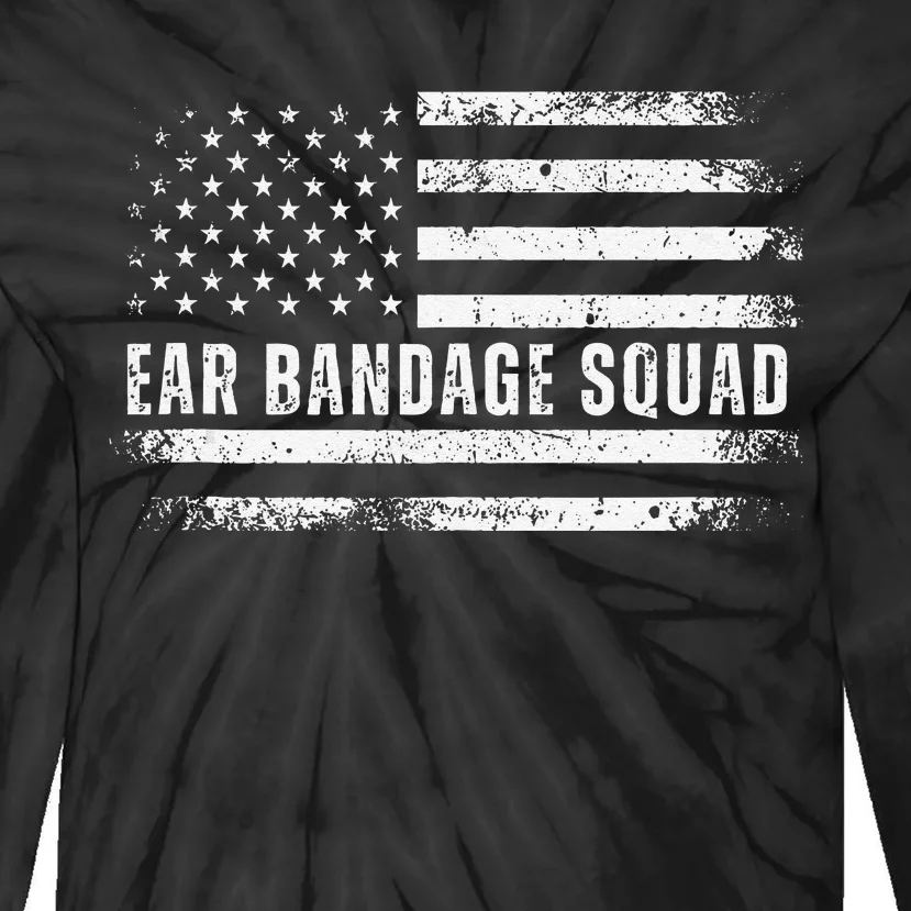 Ear Bandage Squad Patriotic Usa American Flag Tie-Dye Long Sleeve Shirt