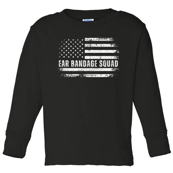 Ear Bandage Squad Patriotic Usa American Flag Toddler Long Sleeve Shirt