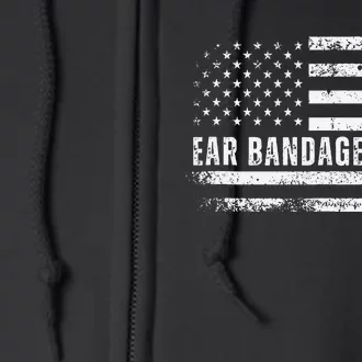 Ear Bandage Squad Patriotic Usa American Flag Full Zip Hoodie