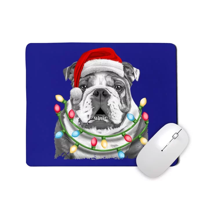 English Bulldog Santa Christmas Tree Lights Xmas Dog Cool Gift Mousepad