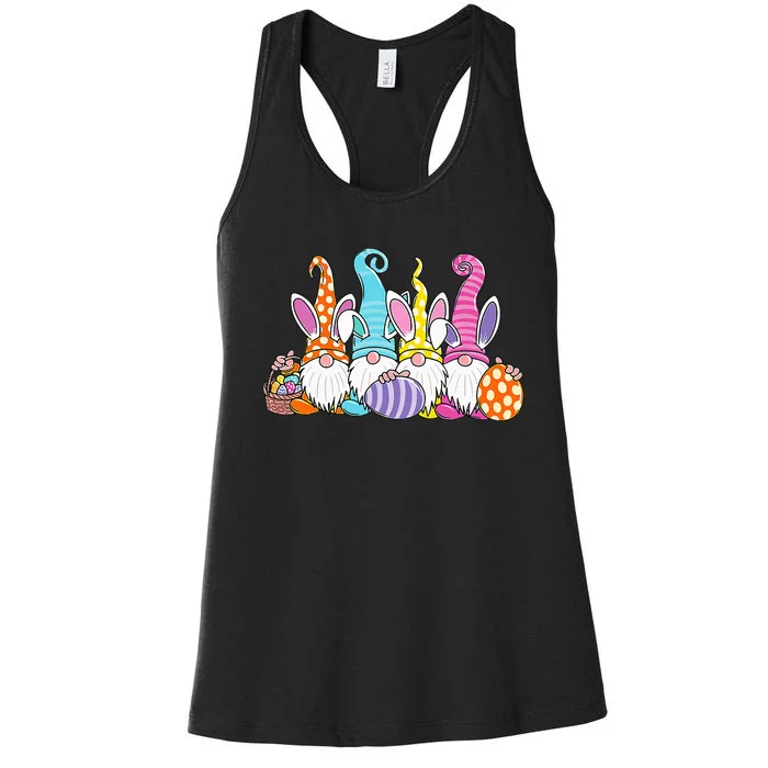 Easter Bunny Spring Gnome Easter Egg Hunting And Basket Women's Racerback Tank