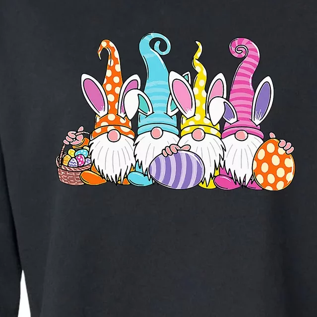 Easter Bunny Spring Gnome Easter Egg Hunting And Basket Cropped Pullover Crew