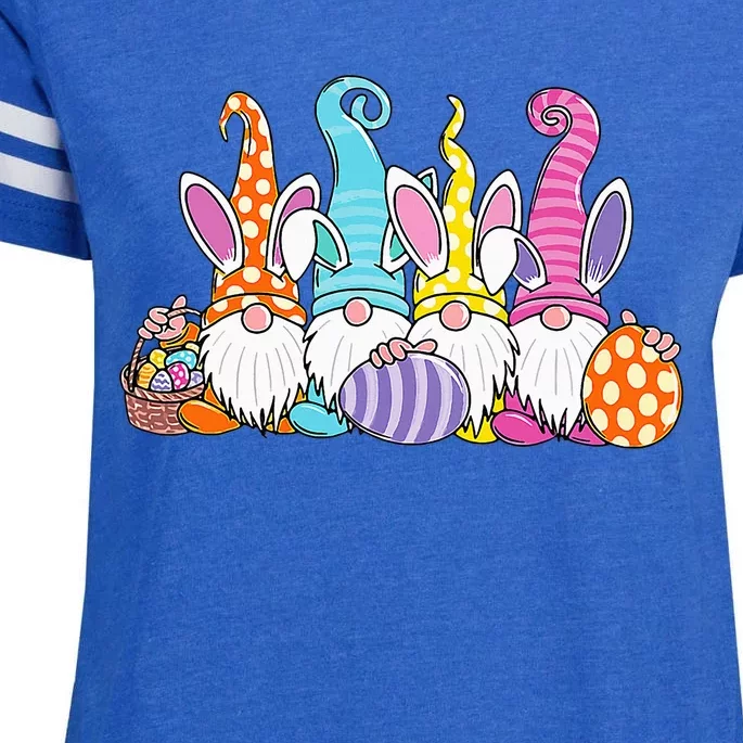 Easter Bunny Spring Gnome Easter Egg Hunting And Basket Enza Ladies Jersey Football T-Shirt