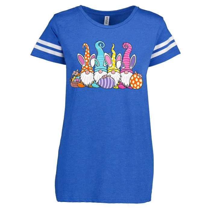 Easter Bunny Spring Gnome Easter Egg Hunting And Basket Enza Ladies Jersey Football T-Shirt