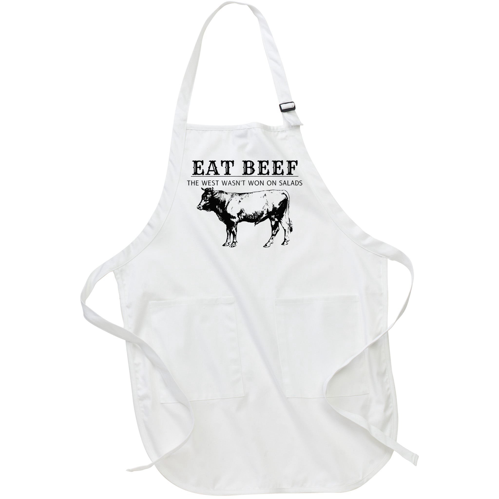 eat-beef-the-west-wasn-t-won-on-salads-funny-beef-cow-full-length-apron