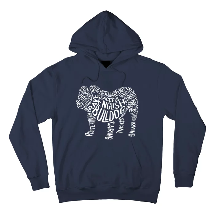 English Bulldog Typography T Word Art Funny Dog Gift Hoodie