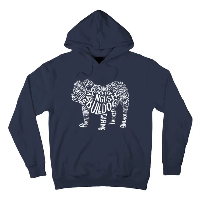 English Bulldog Typography T Word Art Funny Dog Gift Tall Hoodie