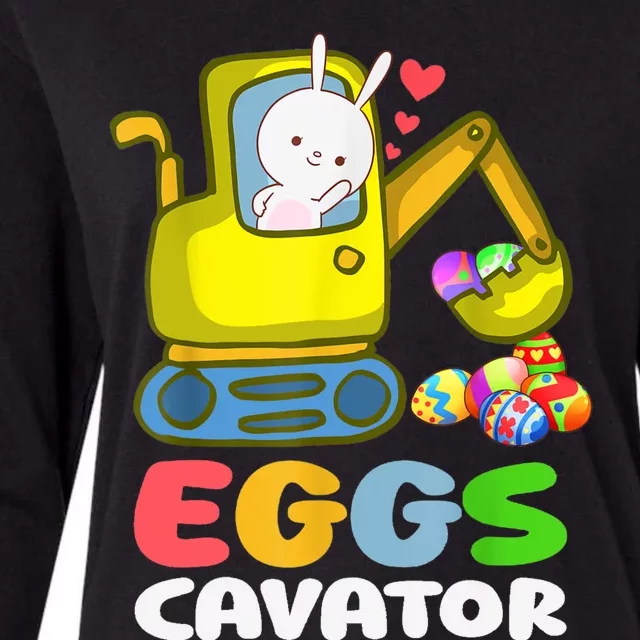 EggsCavator Bunny Toy Excavator, Funny Womens Cotton Relaxed Long Sleeve T-Shirt