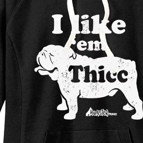 English Bulldog Top Cute I Like Em Thicc Chonky Bully Women's Fleece Hoodie