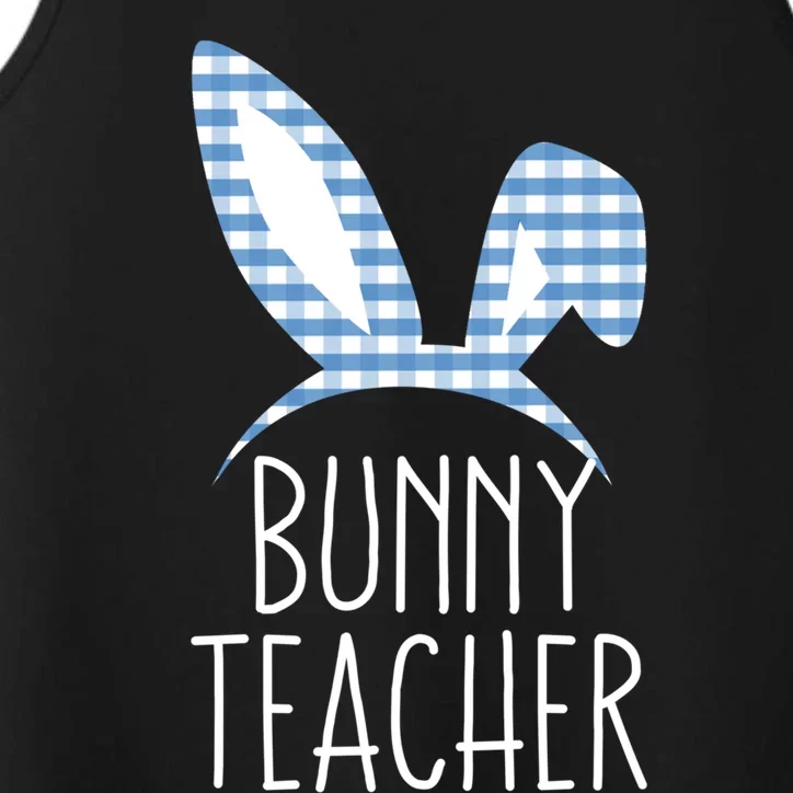 Easter Bunny Teacher With Gingham Plaid Bunny Ear Gift Performance Tank