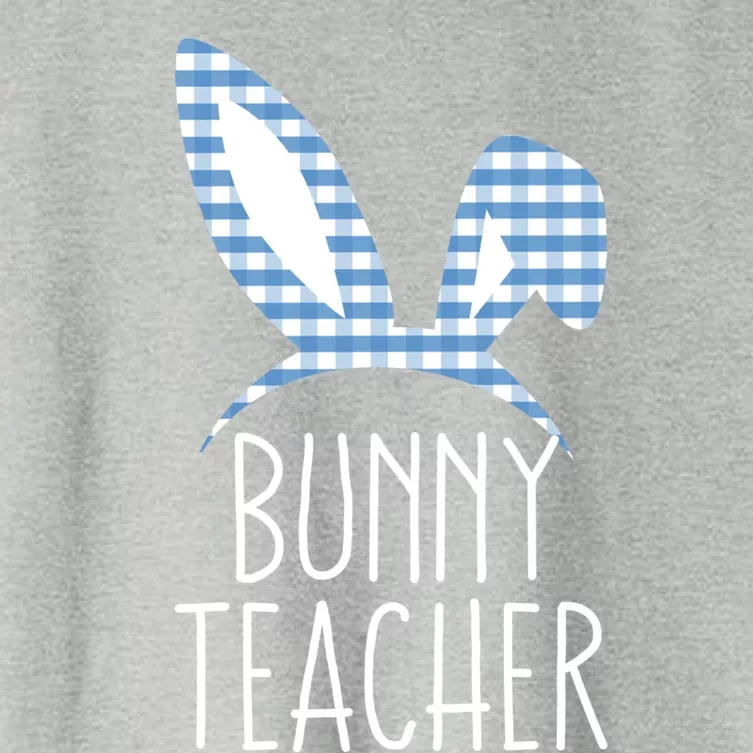 Easter Bunny Teacher With Gingham Plaid Bunny Ear Gift Women's Crop Top Tee