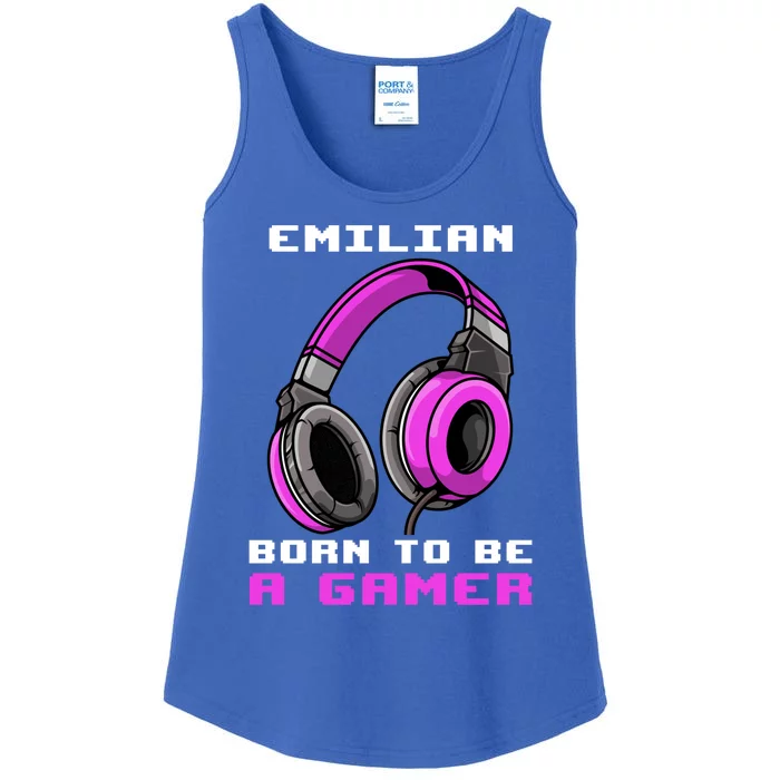 Emilian Born To Be A Gamer Personalized Great Gift Ladies Essential Tank