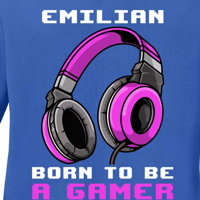 Emilian Born To Be A Gamer Personalized Great Gift Ladies Long Sleeve Shirt