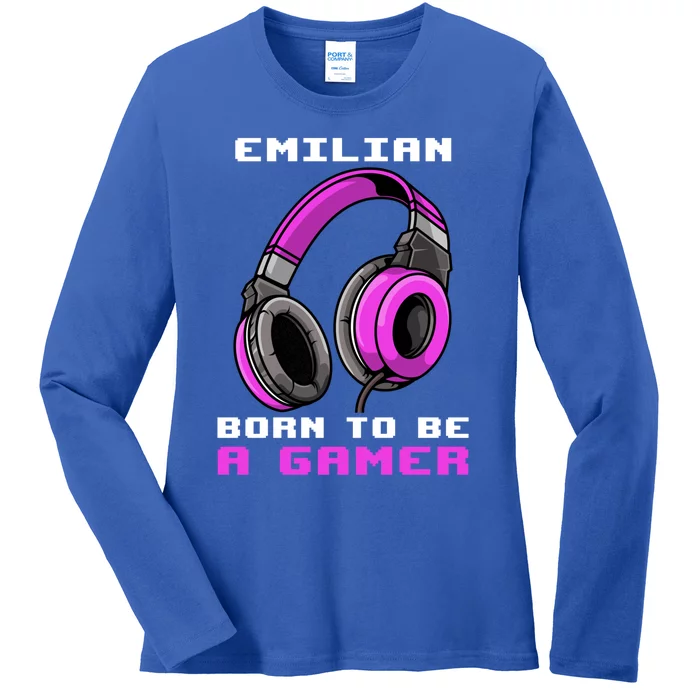 Emilian Born To Be A Gamer Personalized Great Gift Ladies Long Sleeve Shirt