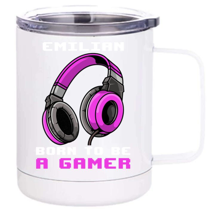 Emilian Born To Be A Gamer Personalized Great Gift Front & Back 12oz Stainless Steel Tumbler Cup