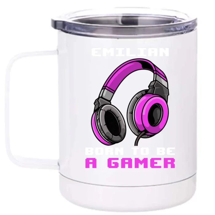 Emilian Born To Be A Gamer Personalized Great Gift Front & Back 12oz Stainless Steel Tumbler Cup