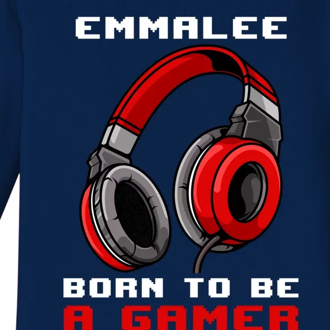 Emmalee Born To Be A Gamer Personalized Gift Baby Long Sleeve Bodysuit