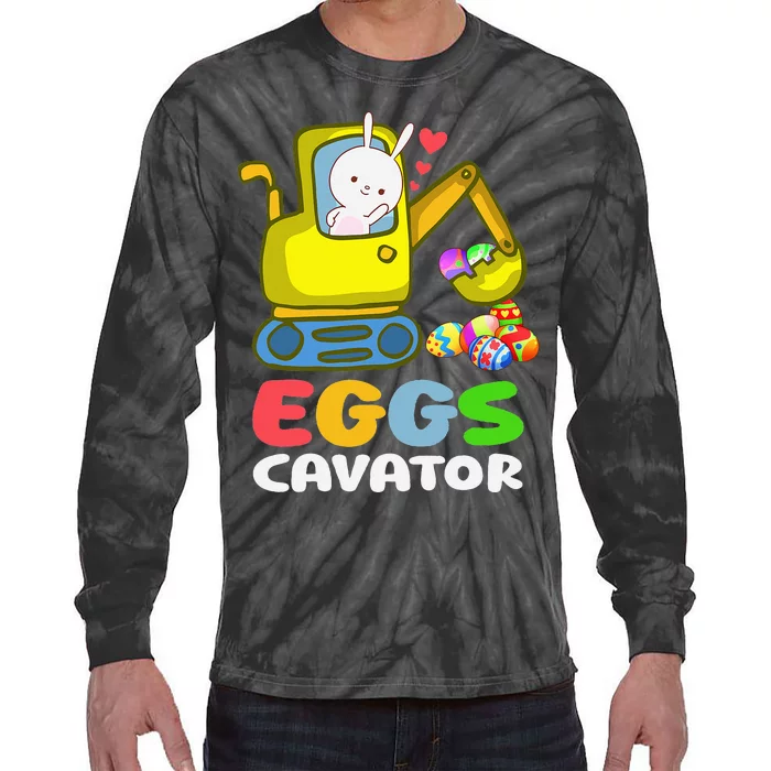 Eggs-Cavator Bunny Toy Excavator Funny Tie-Dye Long Sleeve Shirt