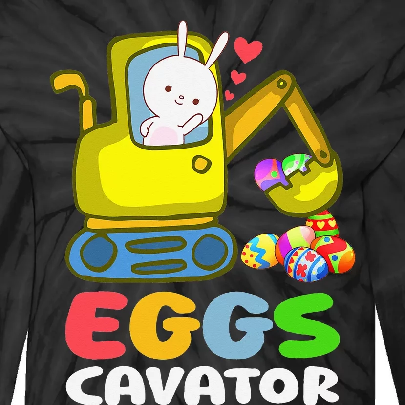 Eggs-Cavator Bunny Toy Excavator Funny Tie-Dye Long Sleeve Shirt